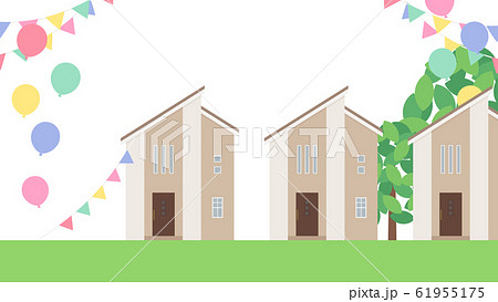 建売住宅のイラスト_風船_16:9 61955175