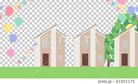 建売住宅のイラスト_風船_16:9 61955175