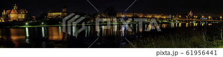 River Nogat and Malbork city by night - panoramic view - Malbork, Pomerania, Poland River Nogat and Malbork city by night - panoramic view - Malbork, Pomerania, Poland 61956441