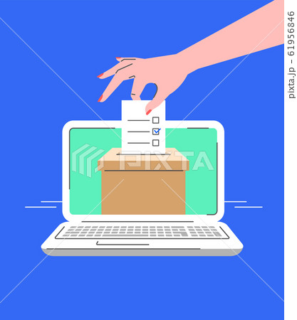 Electronic voting by computer online flat concept 61956846