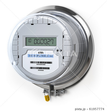 Digital electric meter with lcd screen isolated on Digital electric meter with lcd screen isolated on 61957774