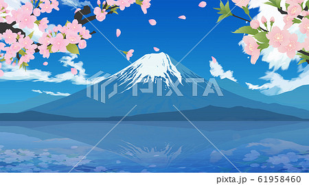 富士山と桜のイラスト素材