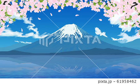 富士山と桜のイラスト素材
