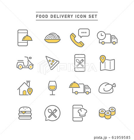 FOOD DELIVERY ICON SET 61959585