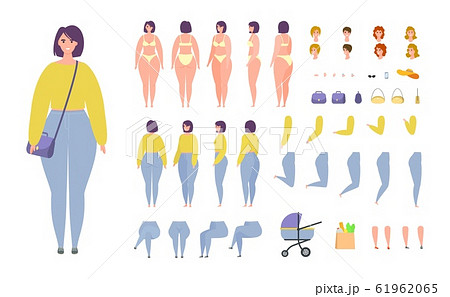 Woman, girl constructor vector illustration casual set animation isolated. 61962065