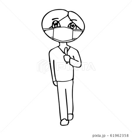 cartoon male doctor in mask with scalpel. white 61962358