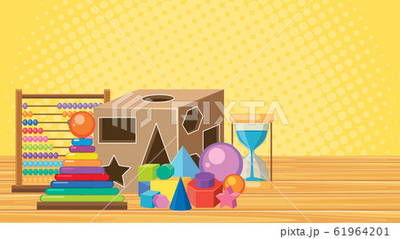 Scene with many toys in the room 61964201