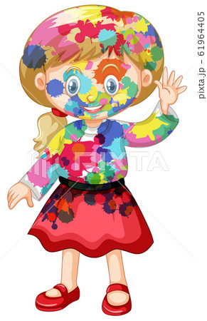 Girl with happy smile covered herself with Girl with happy smile covered herself with 61964405