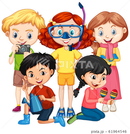 Five children with different hobbies Five children with different hobbies 61964546