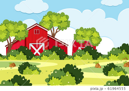 An outdoor scene with rural house 61964555