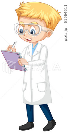 Boy in science gown on isolated background 61964611