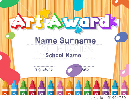 Certificate template for art award with paints in 61964770