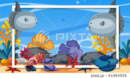 Frame template design with sea creatures  under 61964956