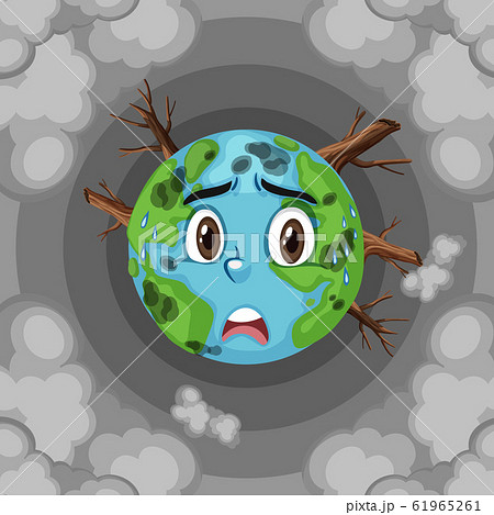 Global Warming On Earth With Deforestation And Stock Illustration