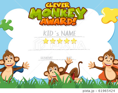 Certificate template for clever monkey award with Certificate template for clever monkey award with 61965424