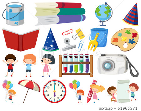 Set of isolated objects theme school items 61965571