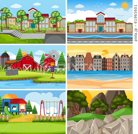 A set of outdoor scene including playground 61965601
