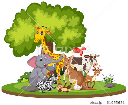 Scene with cute animals in the park 61965621