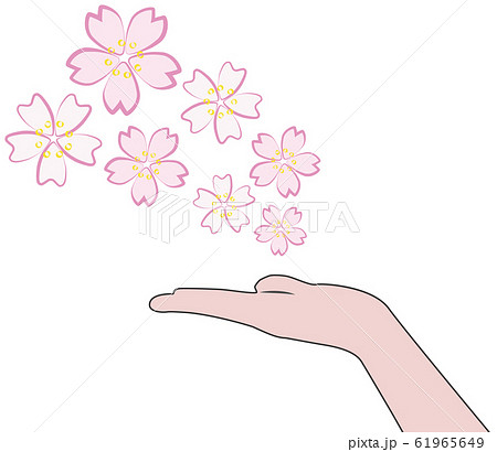桜と手のイラスト素材