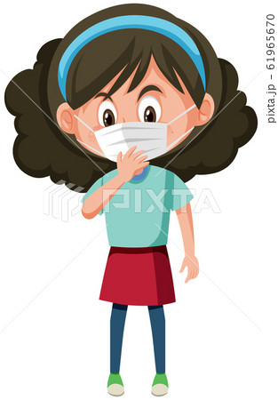 Girl Wearing Mask On White Backgroundのイラスト素材