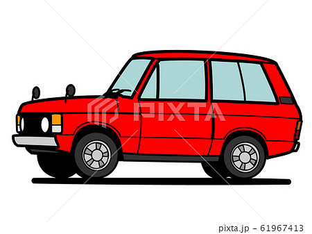 レトロなブリティッシュsuv 赤色 自動車イラストのイラスト素材