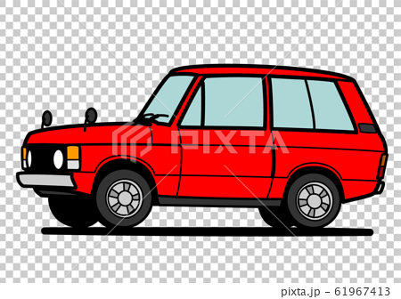 レトロなブリティッシュsuv 赤色 自動車イラストのイラスト素材