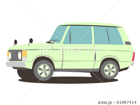 レトロなブリティッシュsuv 薄緑色 自動車イラストのイラスト素材