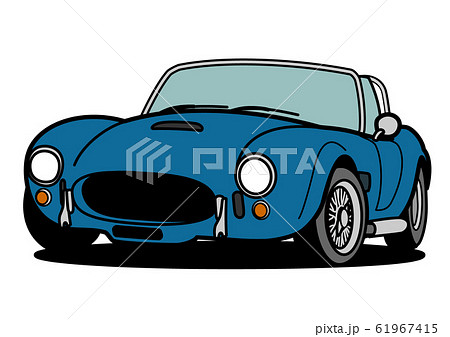 アメリカンヒストリックオープンカー 青色 自動車イラストのイラスト素材