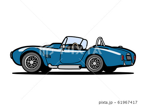 アメリカンヒストリックオープンカー 青色 自動車イラストのイラスト素材