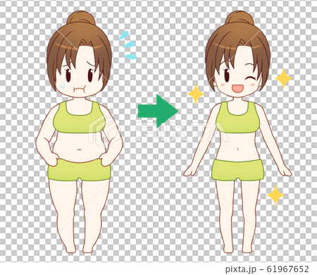 ダイエットビフォーアフター 女性のイラスト素材