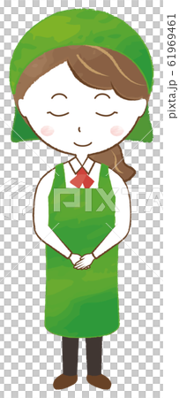 A woman in an apron bowing - Stock Illustration [61969461] - PIXTA