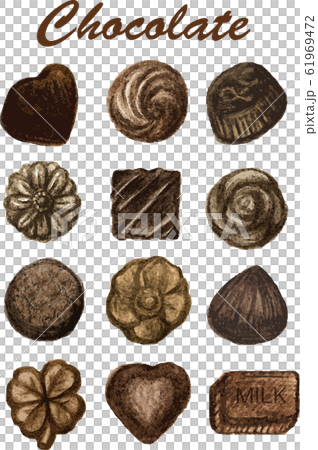チョコレート スイーツ ギフト バレンタイン セット 水彩画 アナログ チョコレート スイーツ ギフト バレンタイン セット 水彩画 アナログ 61969472