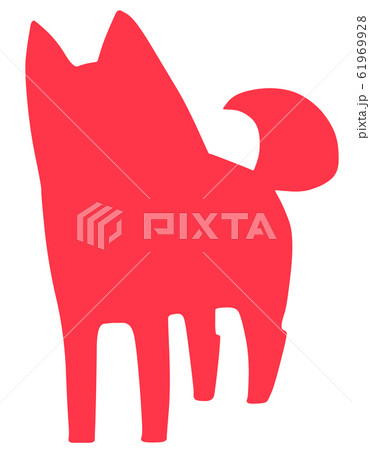 犬シルエット 濃い赤色 のイラスト素材