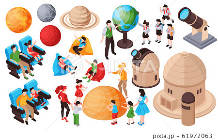 Planetarium Isometric Icon Set Planetarium Isometric Icon Set 61972063