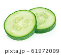 Fresh slice cucumber close-up on white background. 61972099