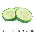 Fresh slice cucumber close-up on white background. 61972140