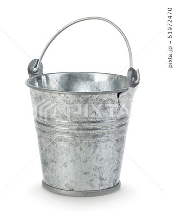 Iron bucket close-up isolated on white. 61972470