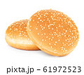 Two sandwich bun with sesame seeds isolated. 61972523