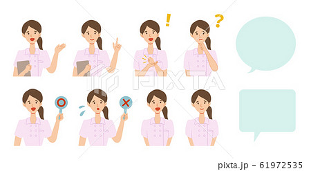 看護師ナース働く女性イラストセットのイラスト素材