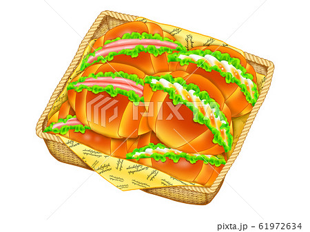 ロールパンサンド（ハムとスライス卵） 61972634