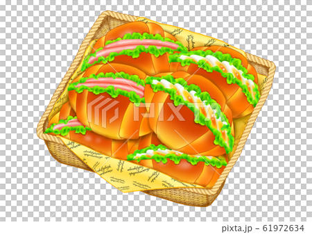 ロールパンサンド（ハムとスライス卵） 61972634