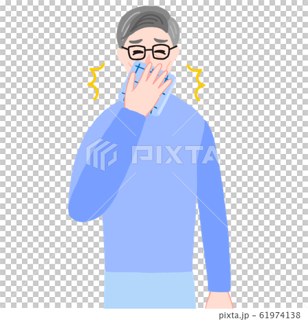 A man sneezing with a handkerchief Elderly A man sneezing with a handkerchief Elderly 61974138