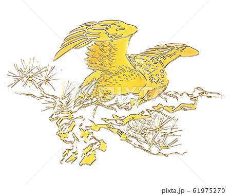 鷹 タカ たか 金 黄金 金色 イラスト のイラスト素材