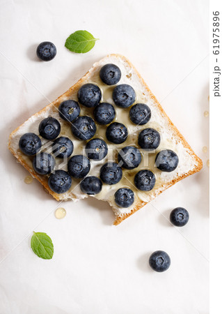 blueberry toast with cream cheese and honey blueberry toast with cream cheese and honey 61975896