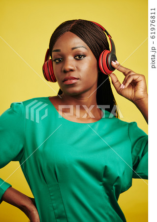 Stylish Woman In Headphones Stylish Woman In Headphones 61976811