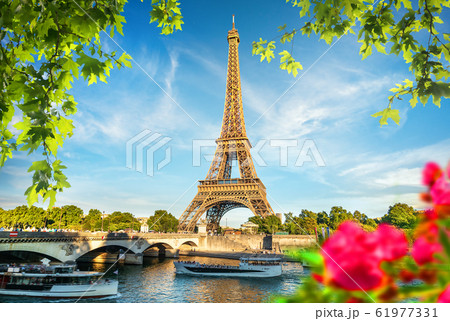 Bridge Iena and flowers Bridge Iena and flowers 61977331