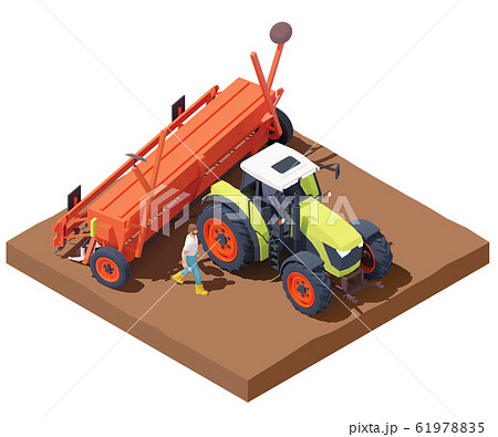 Vector isometric tractor with seed drill 61978835