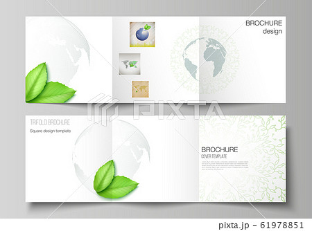 Vector layout of square format covers design template for trifold brochure, flyer, cover design, book design, brochure cover. Save Earth planet concept. Sustainable development global business concept 61978851