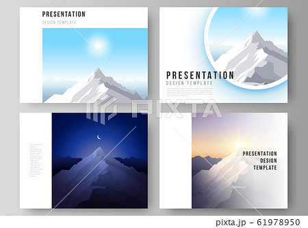 The minimalistic abstract vector illustration layout of the presentation slides design business templates. Mountain illustration, outdoor adventure. Travel concept background. Flat design vector. The minimalistic abstract vector illustration layout of the presentation slides design business templates. Mountain illustration, outdoor adventure. Travel concept background. Flat design vector. 61978950