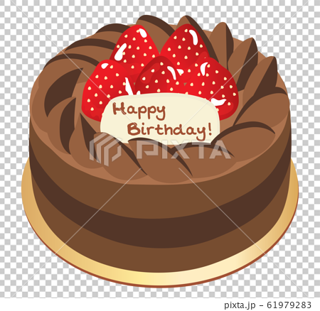 チョコレートと苺のお誕生日ケーキのイラストのイラスト素材